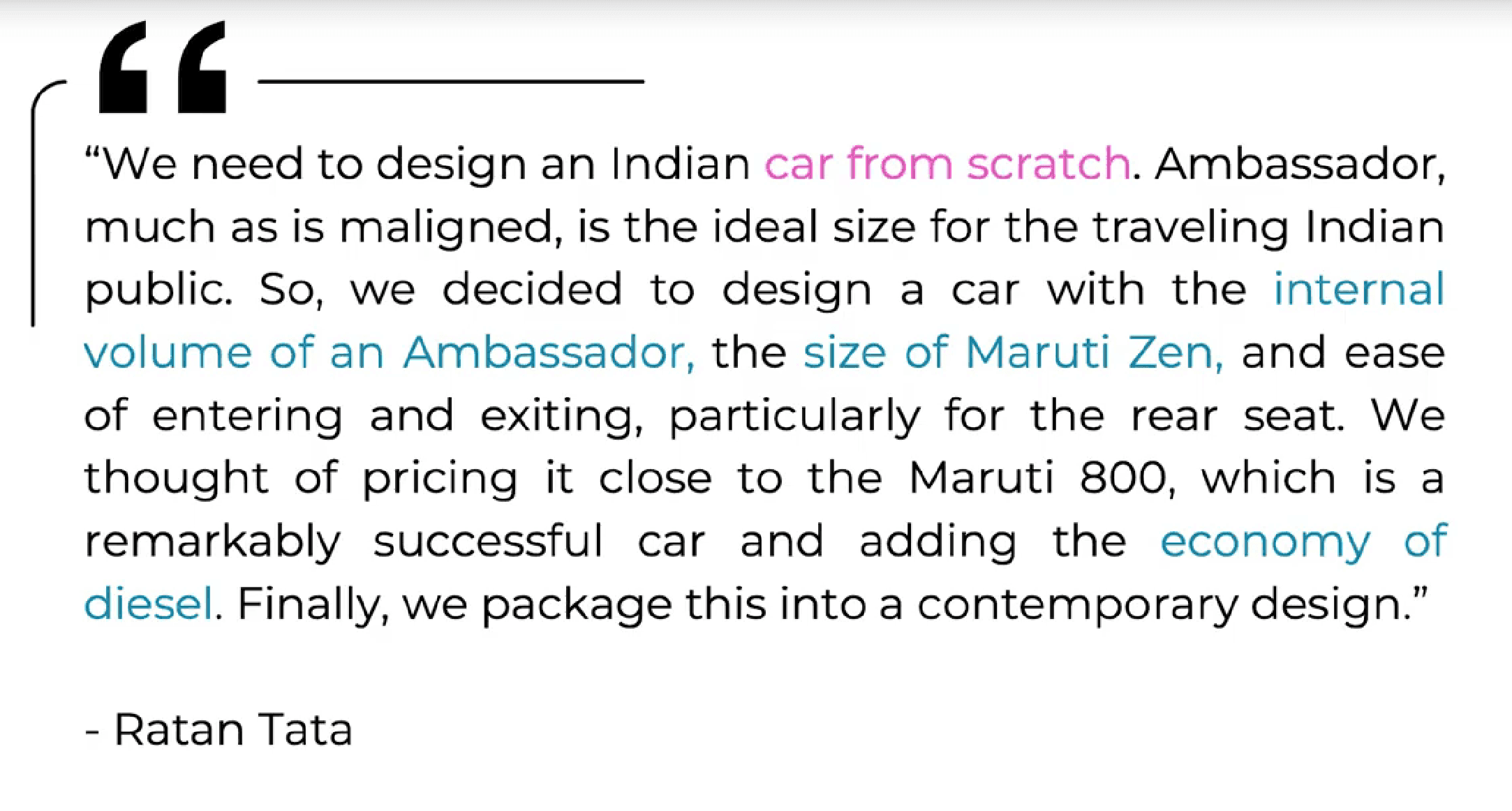 Ratan Tata's design brief for the Tata Indica