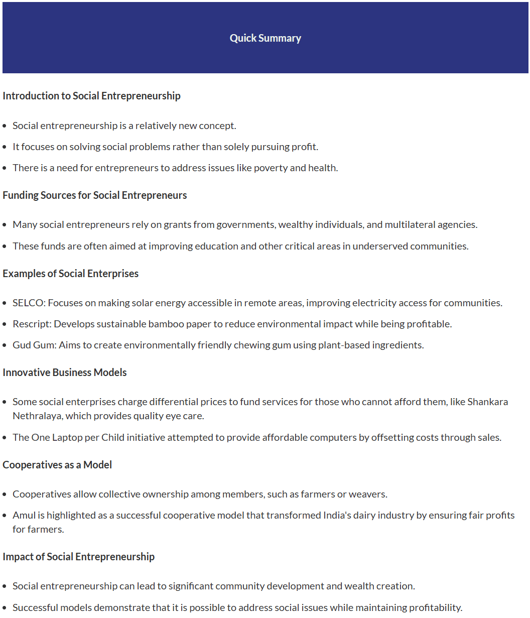 Quick Summary: social entrepreneurship