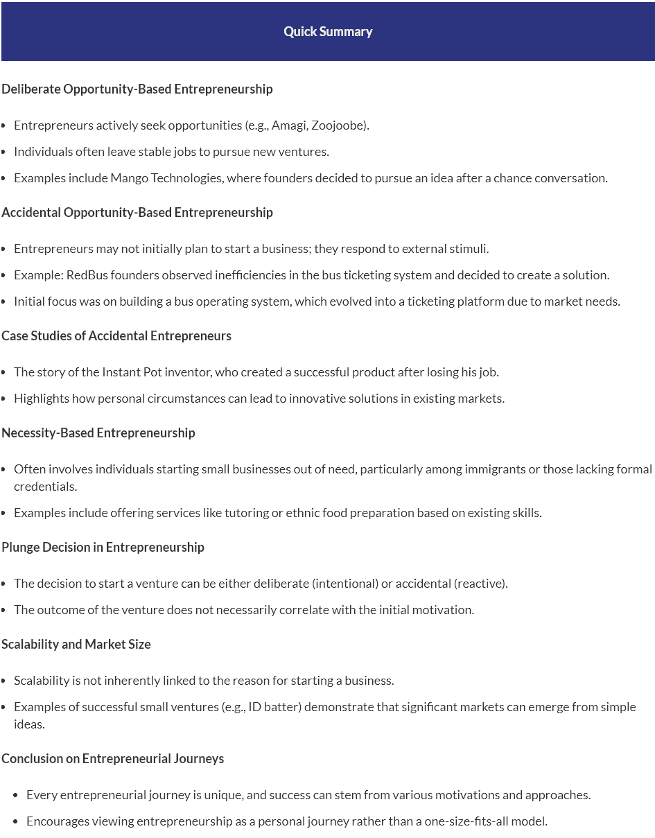 Quick Summary: deliberate and accidental entrepreneurship