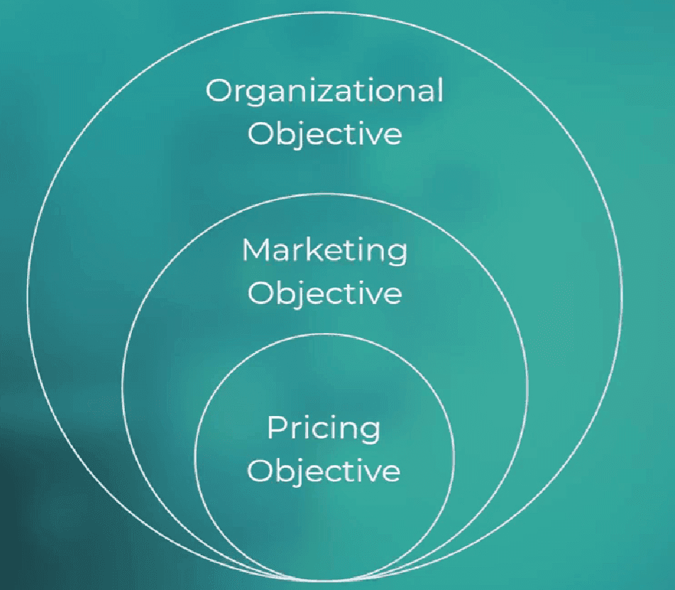 The objective cascade from organizational to marketing to pricing objective