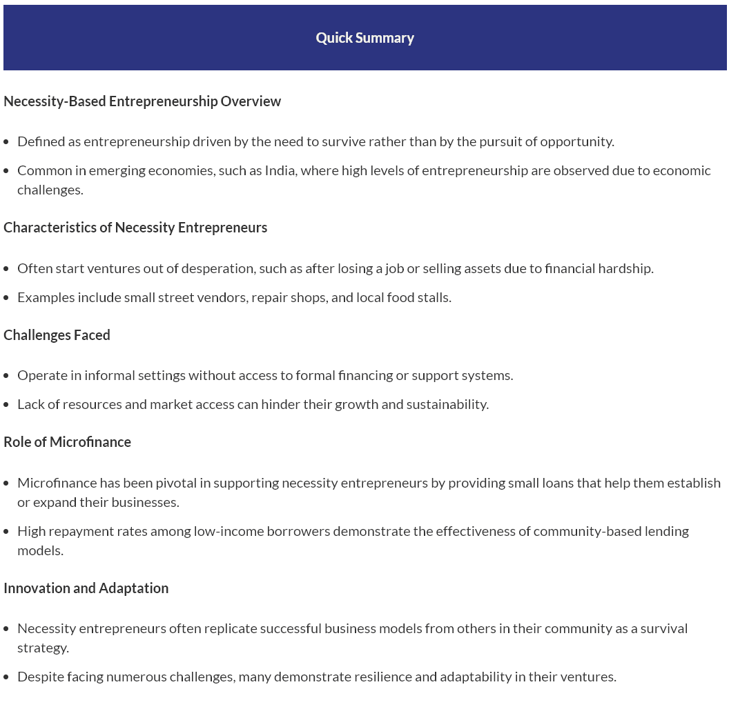 Quick Summary: necessity-based entrepreneurship