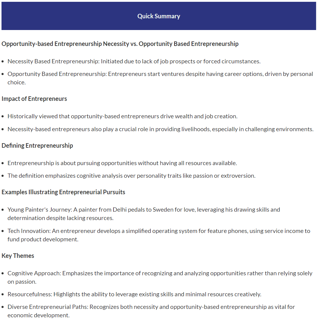 Quick Summary: opportunity-based entrepreneurship