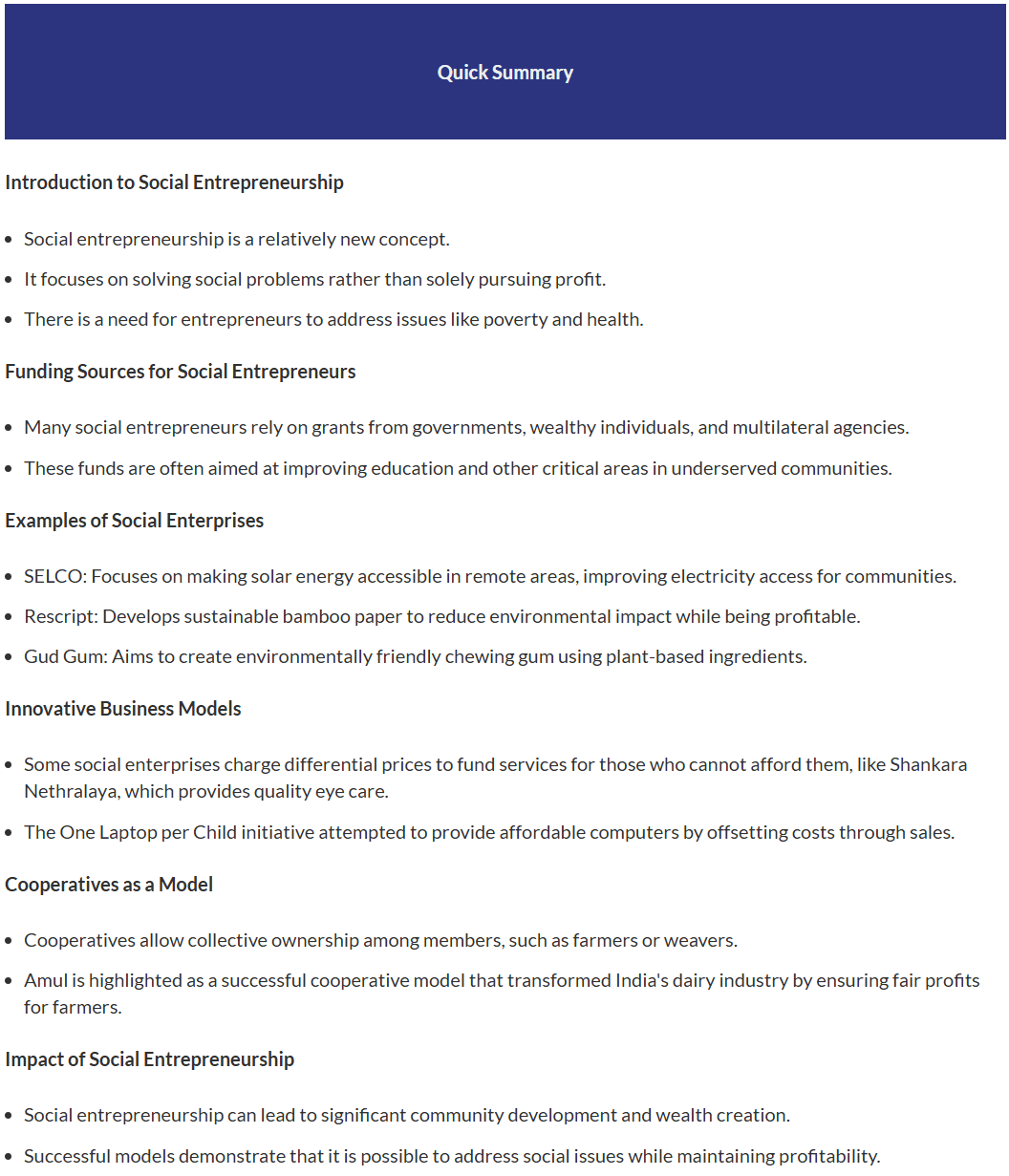 Quick Summary: social entrepreneurship
