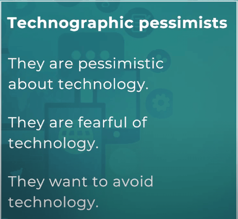Slide describing technographic pessimists