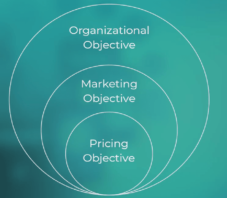 The objective cascade from organizational to marketing to pricing objective